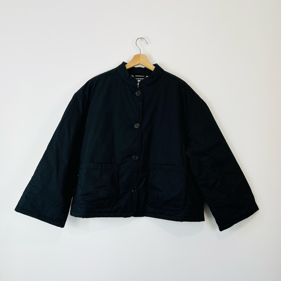 Toast Jackets & Blazers - Toast Black Check Lined Cotton Cropped Padded Flared Sleeve Jacket UK M